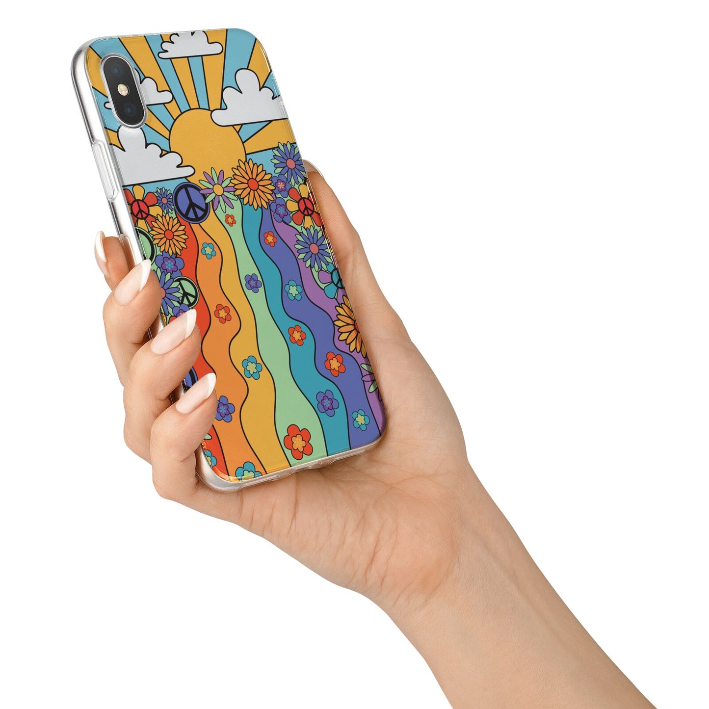 Seventies Groovy Retro iPhone X Bumper Case on Silver iPhone Alternative Image 2
