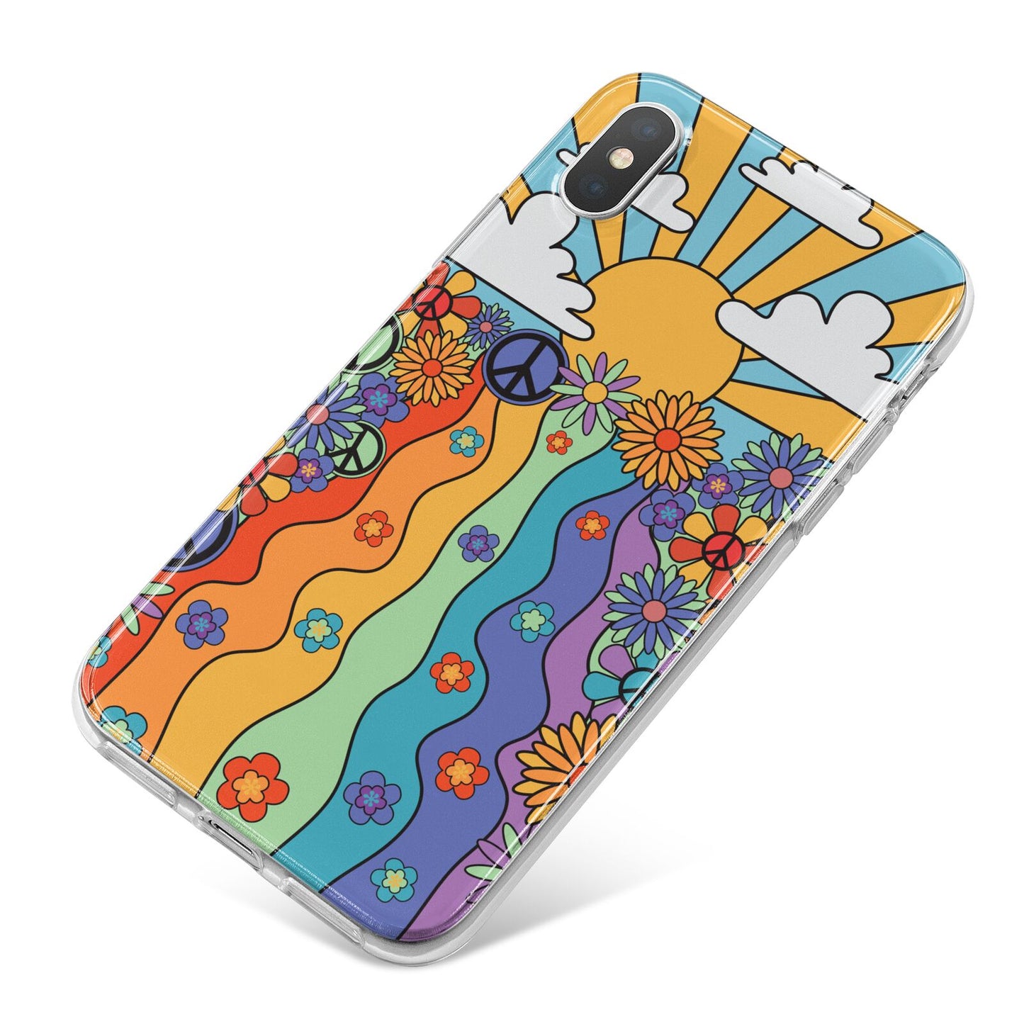 Seventies Groovy Retro iPhone X Bumper Case on Silver iPhone