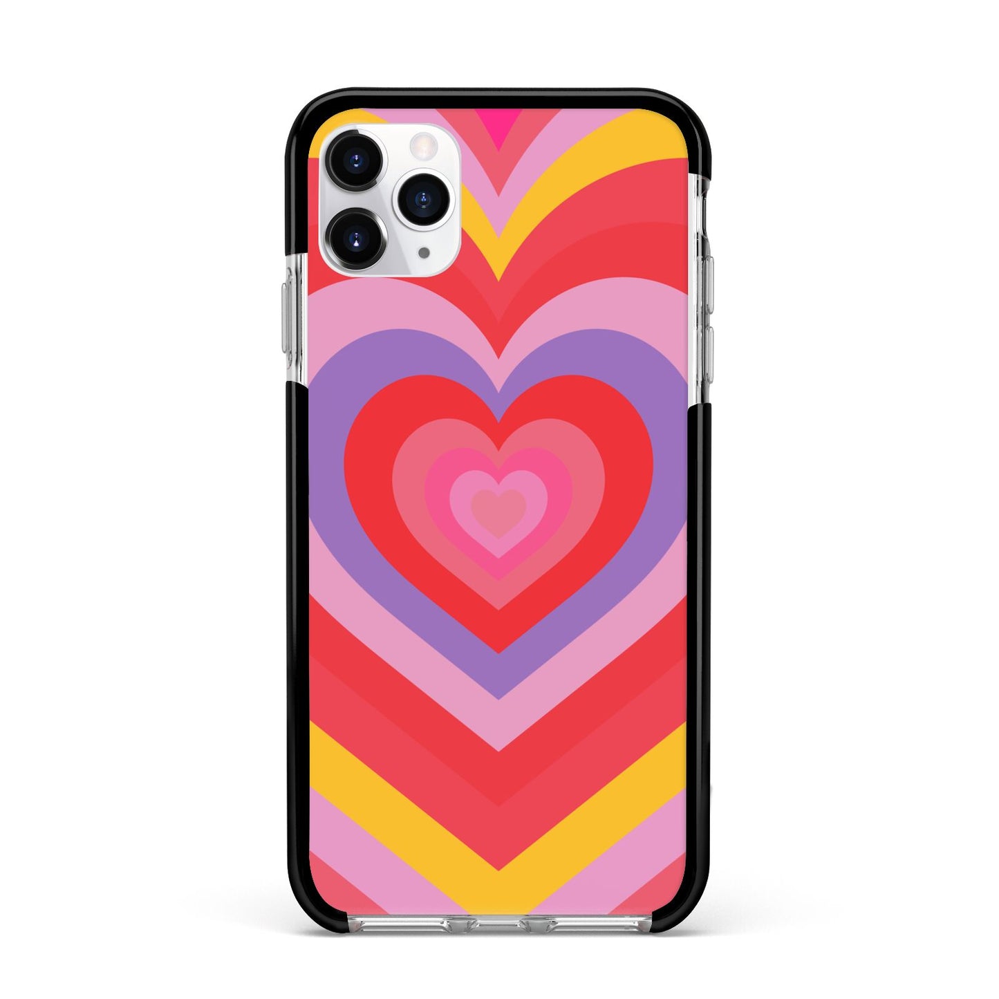 Seventies Heart Apple iPhone 11 Pro Max in Silver with Black Impact Case