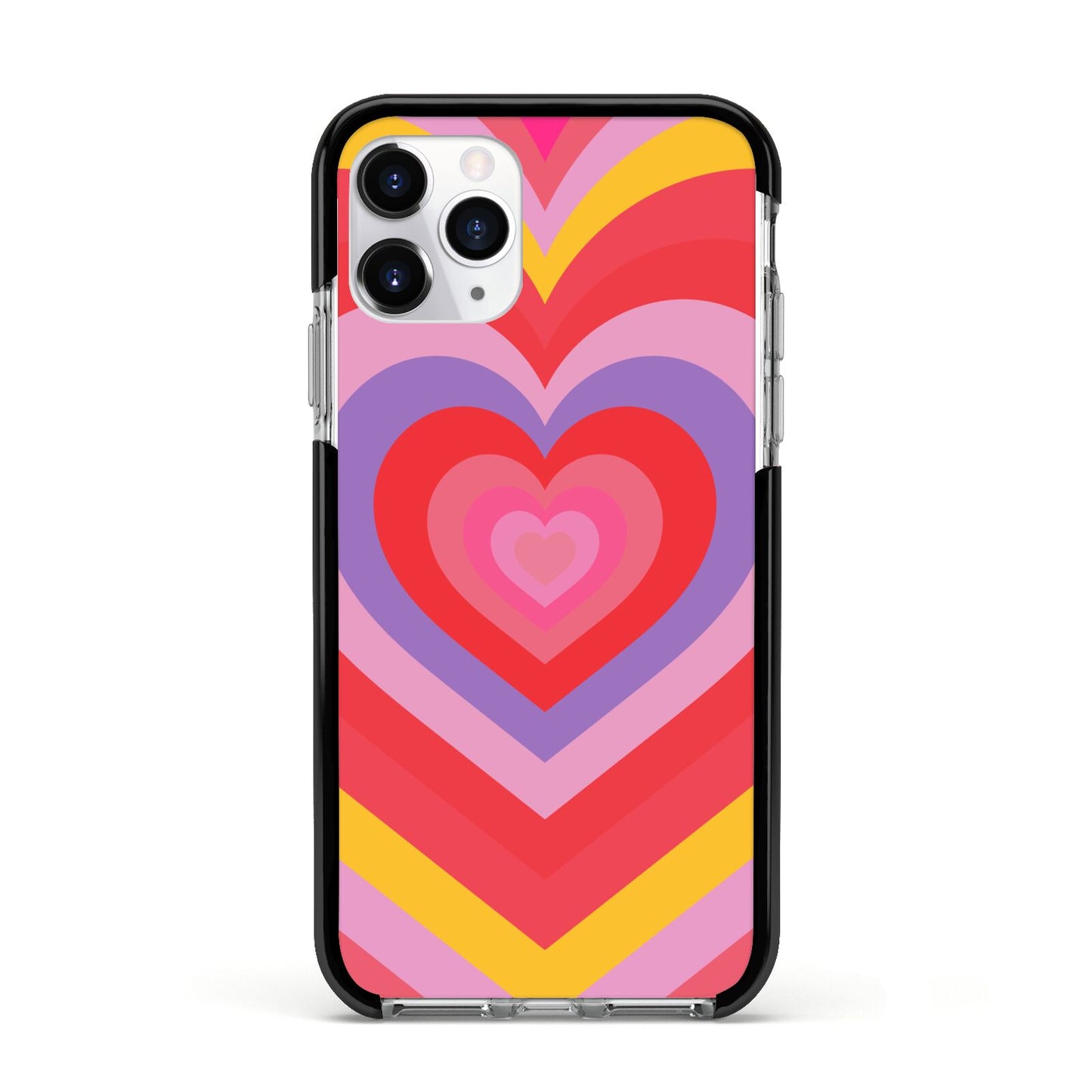 Seventies Heart Apple iPhone 11 Pro in Silver with Black Impact Case