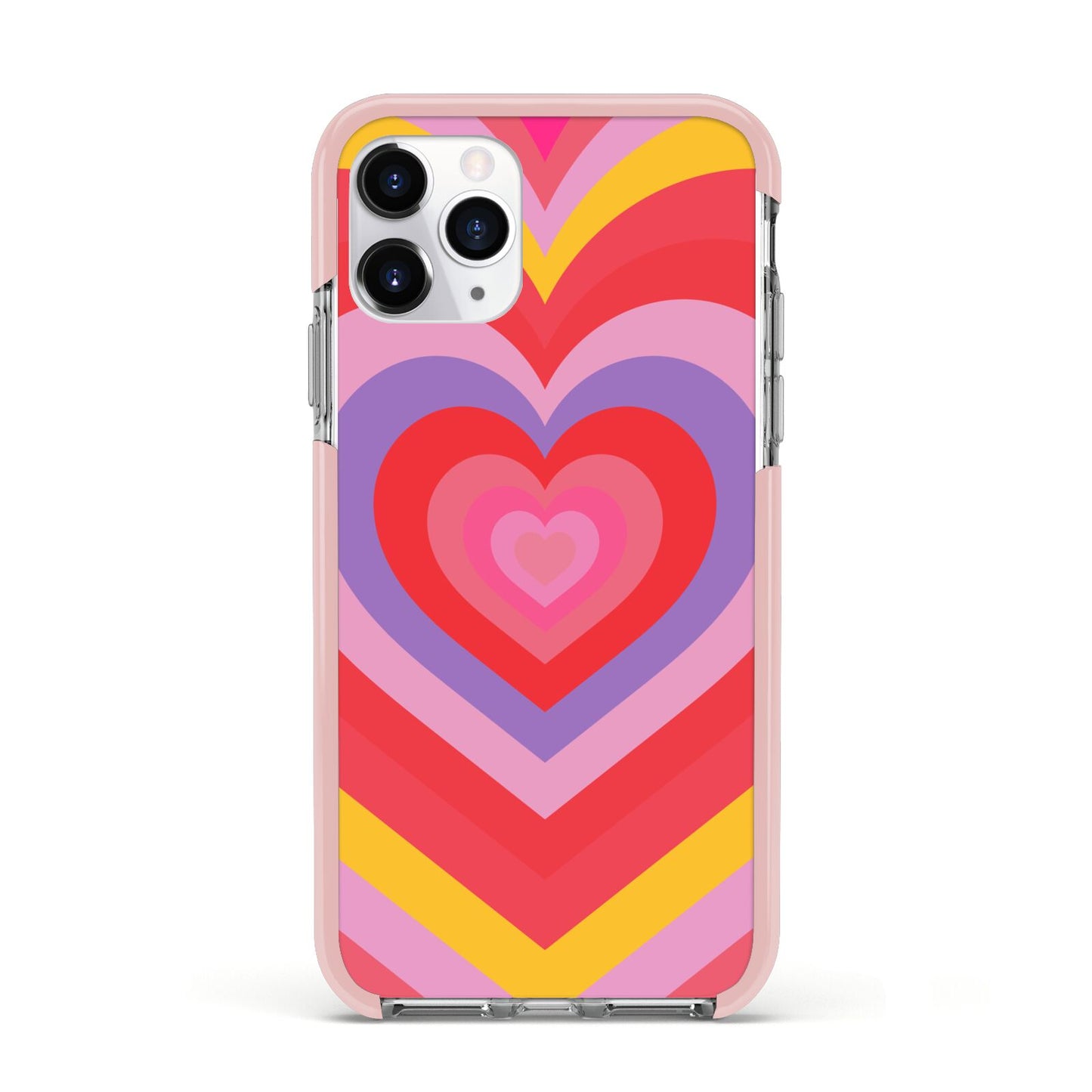 Seventies Heart Apple iPhone 11 Pro in Silver with Pink Impact Case