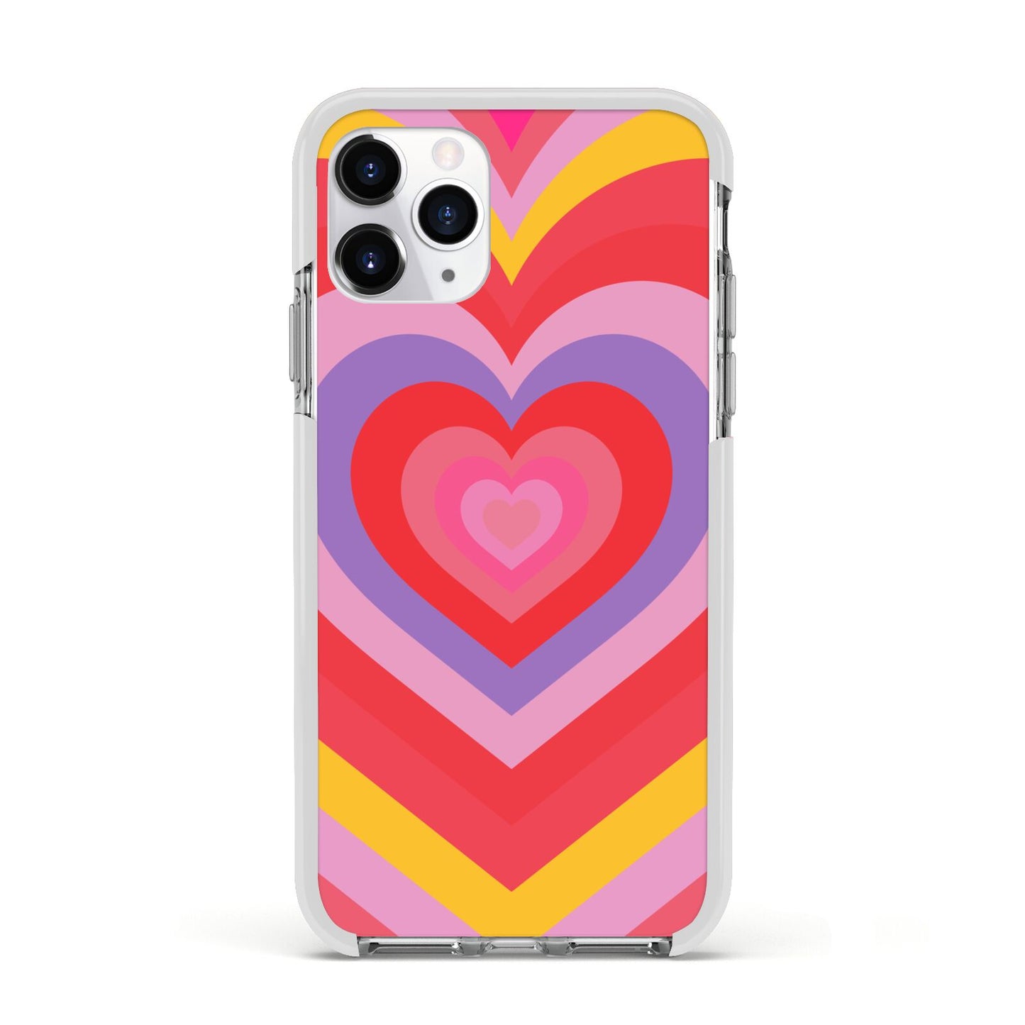Seventies Heart Apple iPhone 11 Pro in Silver with White Impact Case