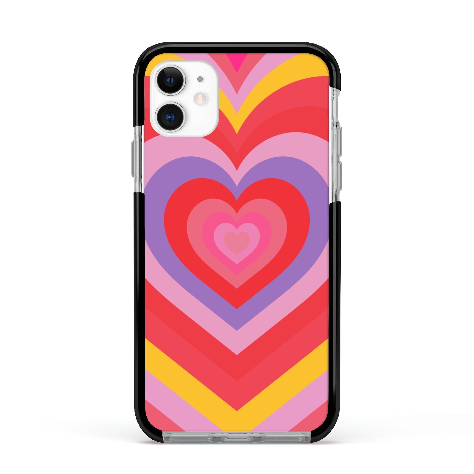 Seventies Heart Apple iPhone 11 in White with Black Impact Case
