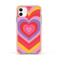 Seventies Heart Apple iPhone 11 in White with Pink Impact Case