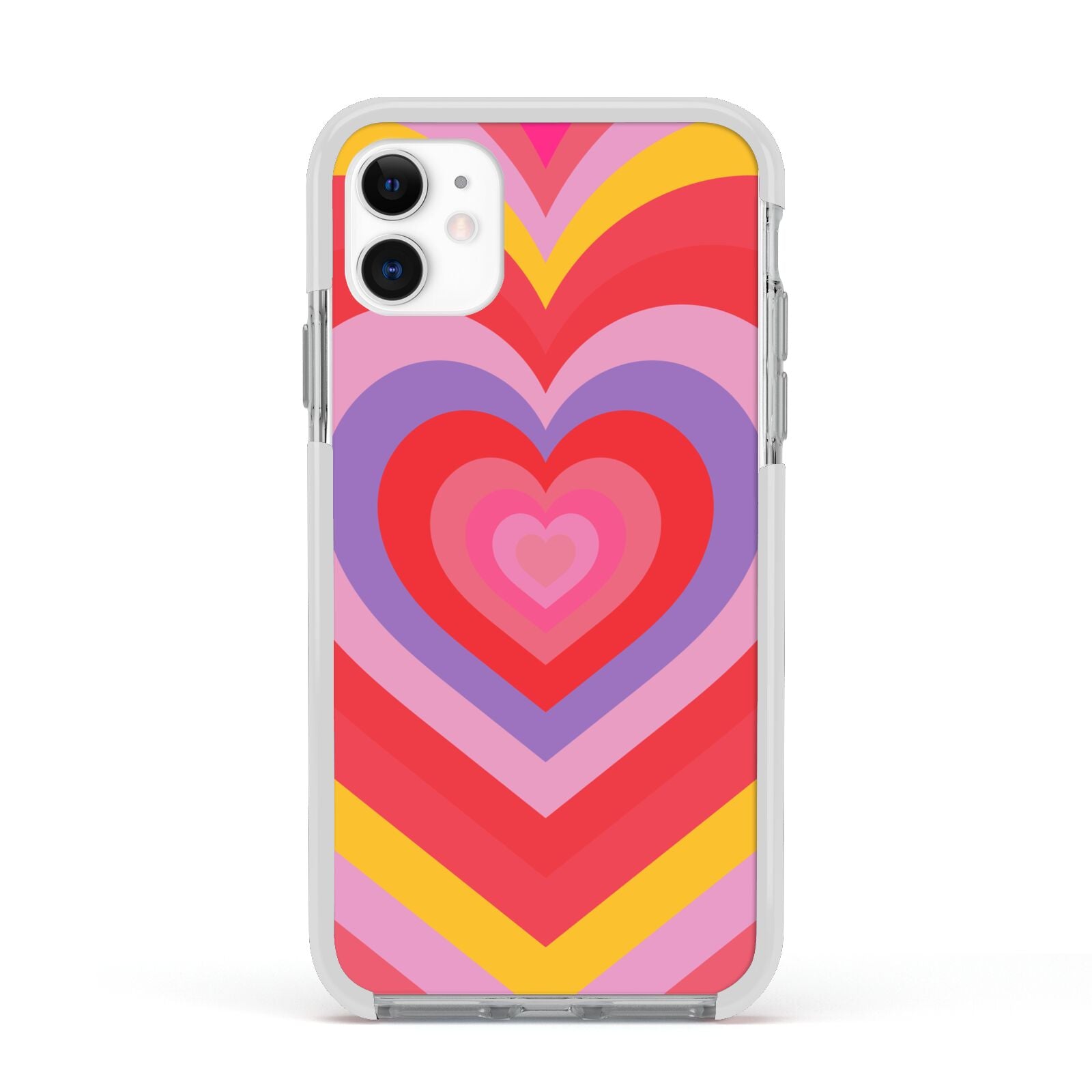 Seventies Heart Apple iPhone 11 in White with White Impact Case