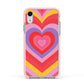 Seventies Heart Apple iPhone XR Impact Case Pink Edge on Silver Phone