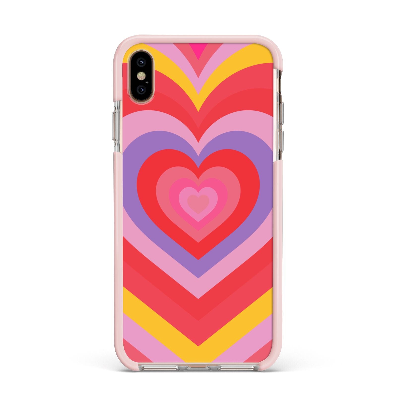 Seventies Heart Apple iPhone Xs Max Impact Case Pink Edge on Gold Phone
