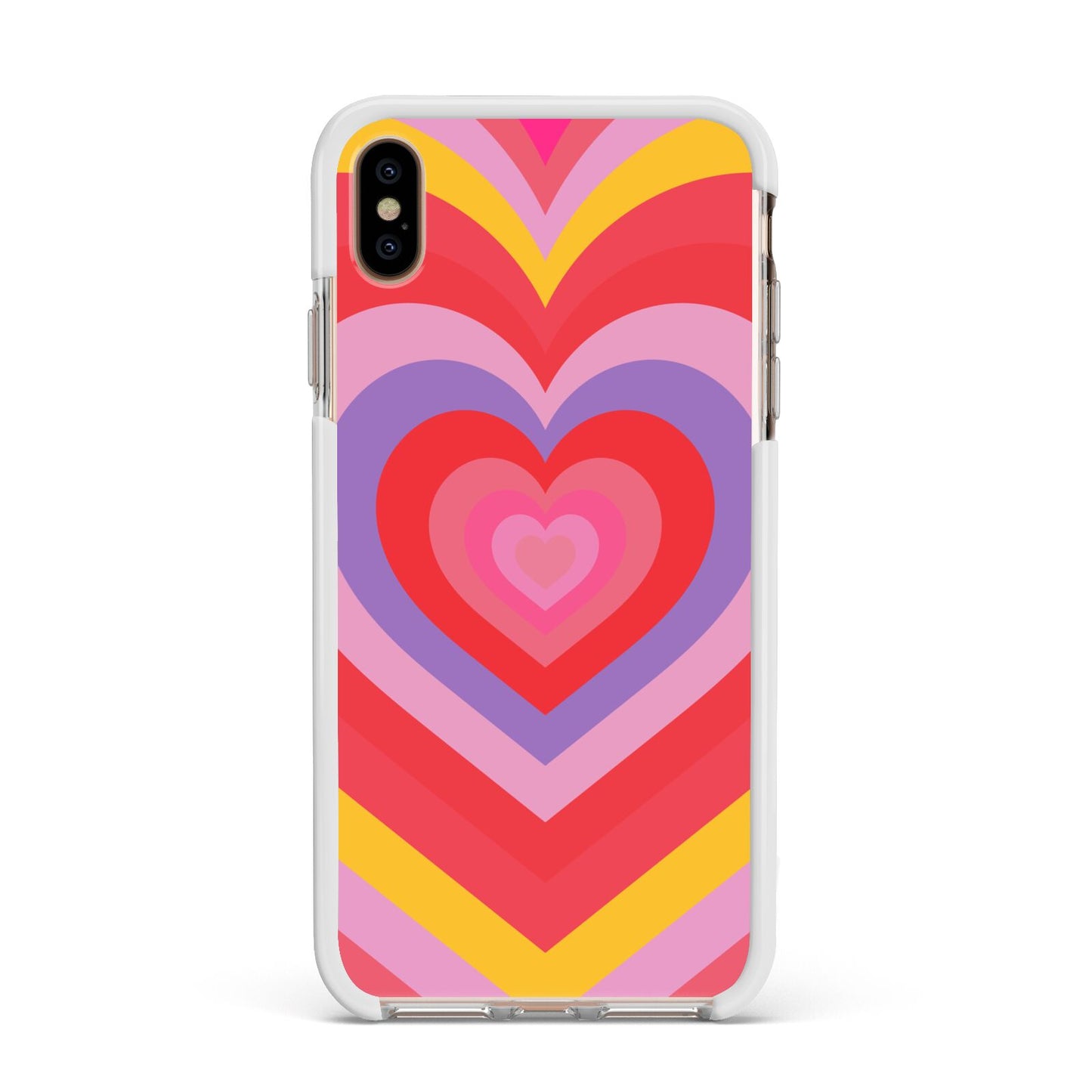 Seventies Heart Apple iPhone Xs Max Impact Case White Edge on Gold Phone