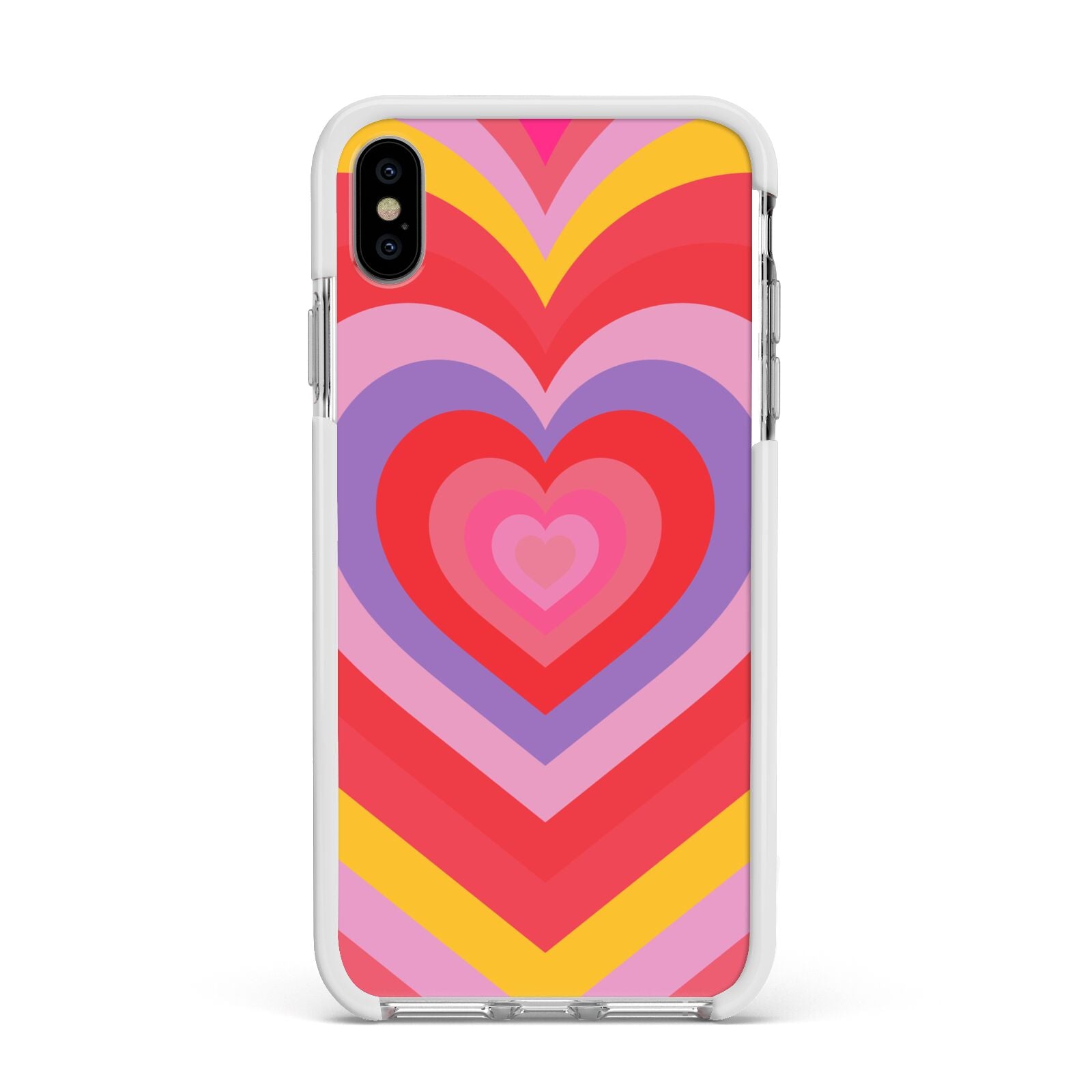 Seventies Heart Apple iPhone Xs Max Impact Case White Edge on Silver Phone