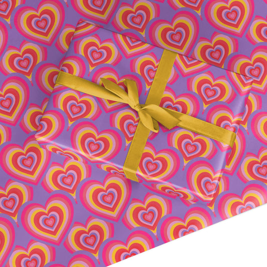 Seventies Heart Custom Wrapping Paper