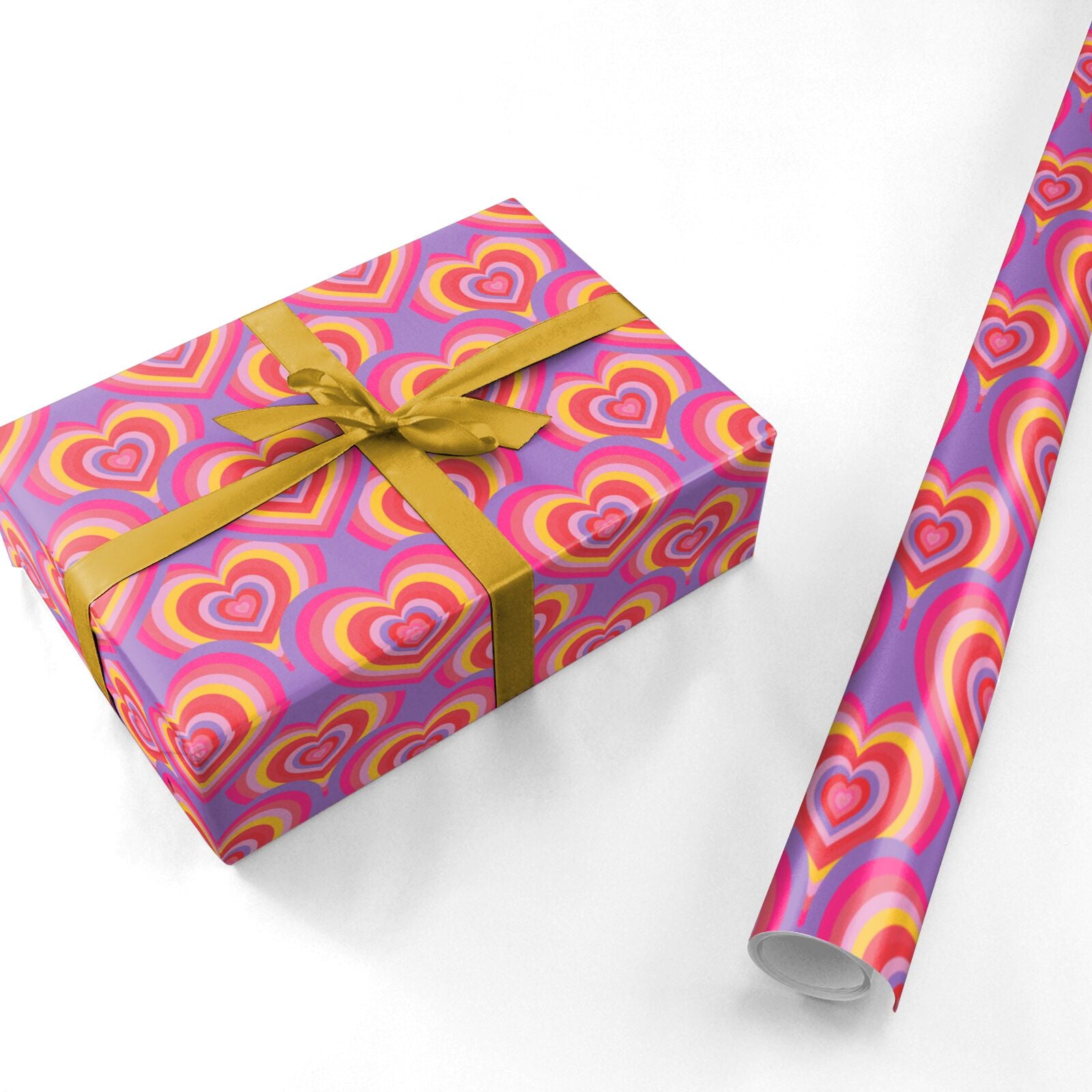 Seventies Heart Personalised Wrapping Paper