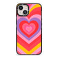 Seventies Heart iPhone 13 Black Impact Case on Silver phone
