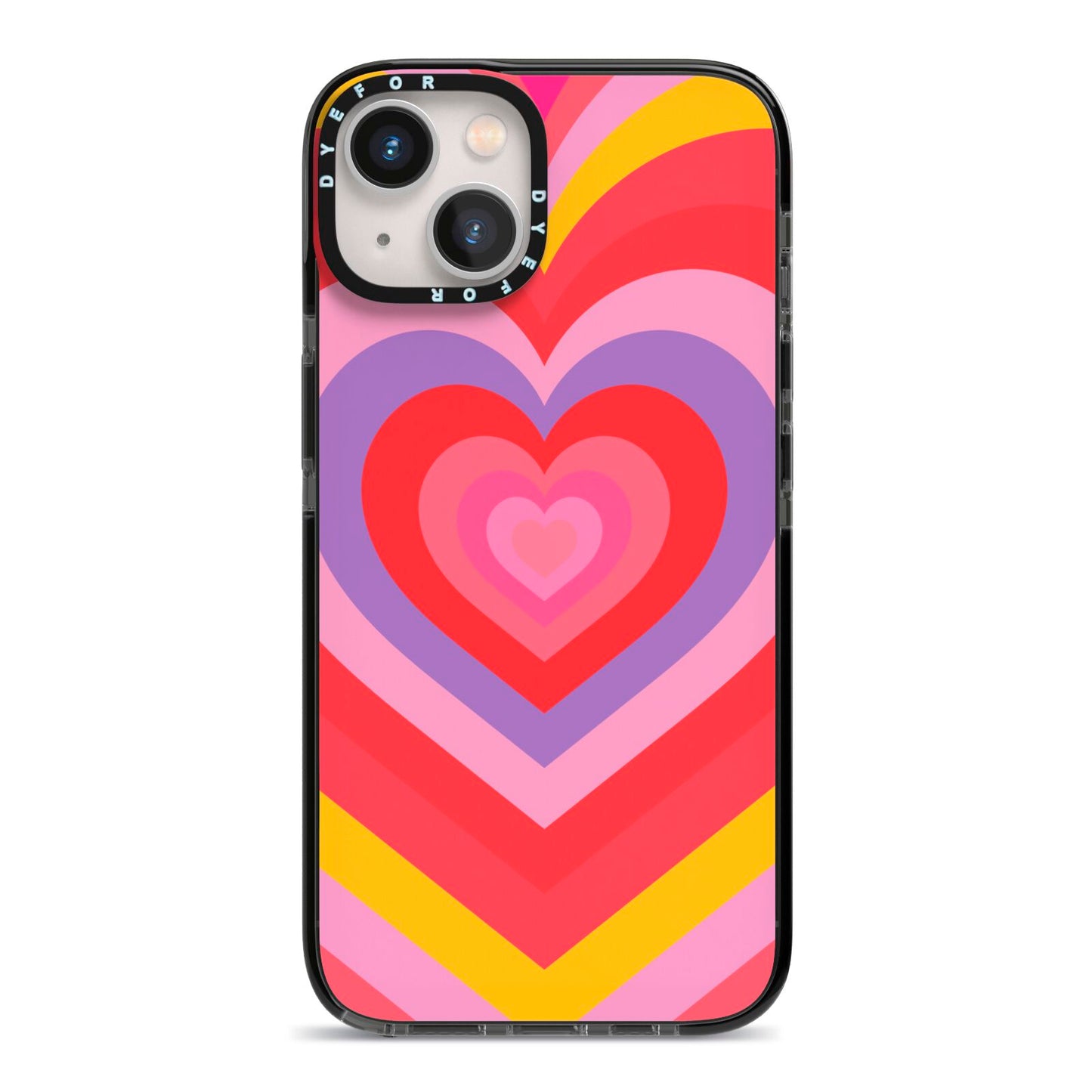 Seventies Heart iPhone 13 Black Impact Case on Silver phone