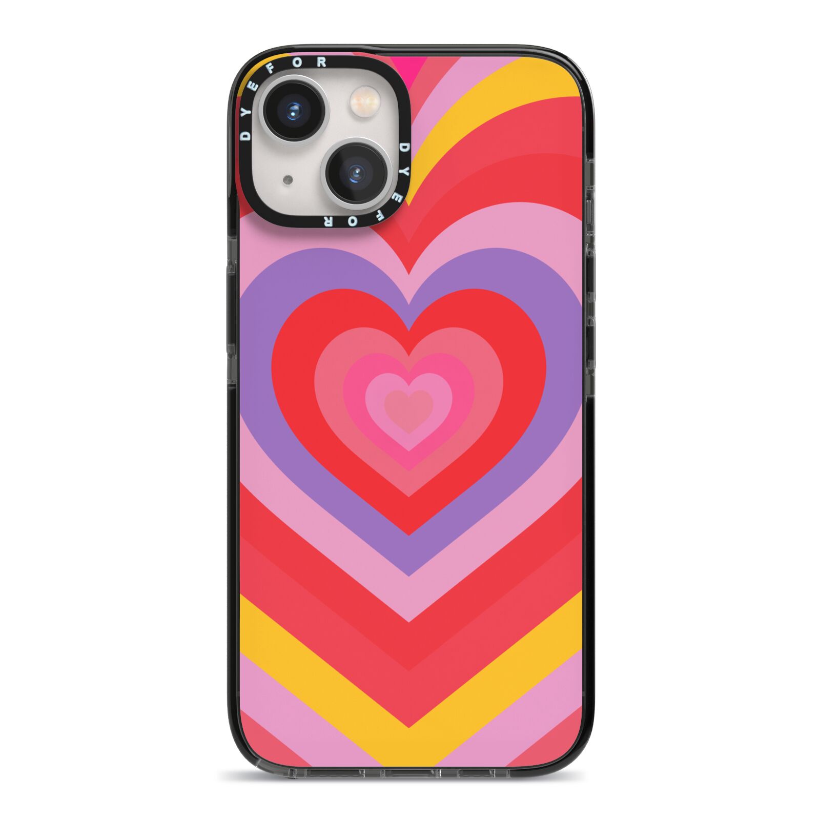 Seventies Heart iPhone 13 Black Impact Case on Silver phone