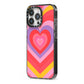 Seventies Heart iPhone 13 Pro Black Impact Case Side Angle on Silver phone