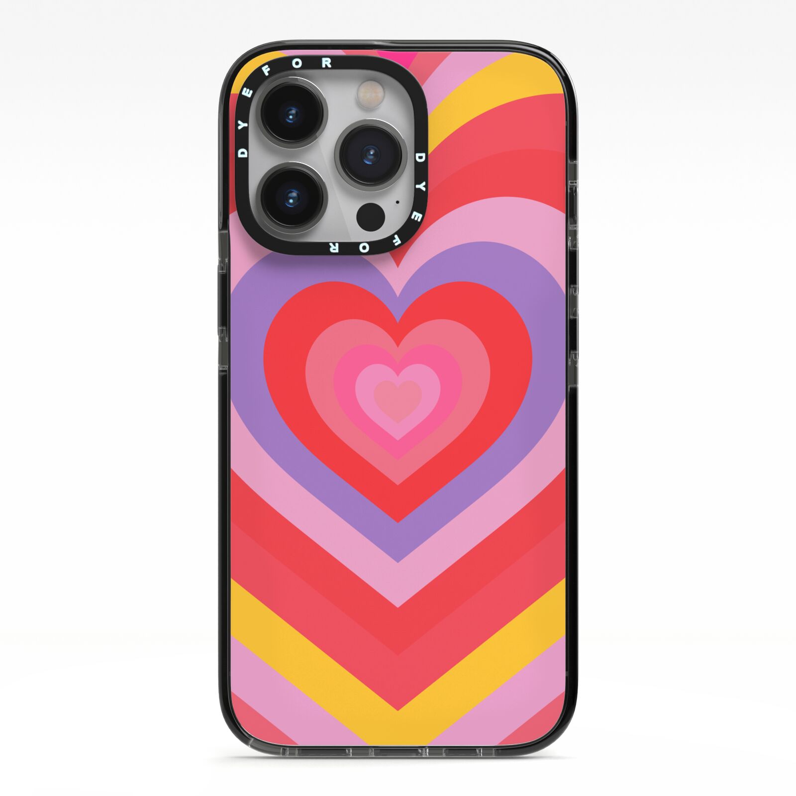 Seventies Heart iPhone 13 Pro Black Impact Case on Silver phone