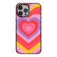 Seventies Heart iPhone 13 Pro Max Black Impact Case on Silver phone