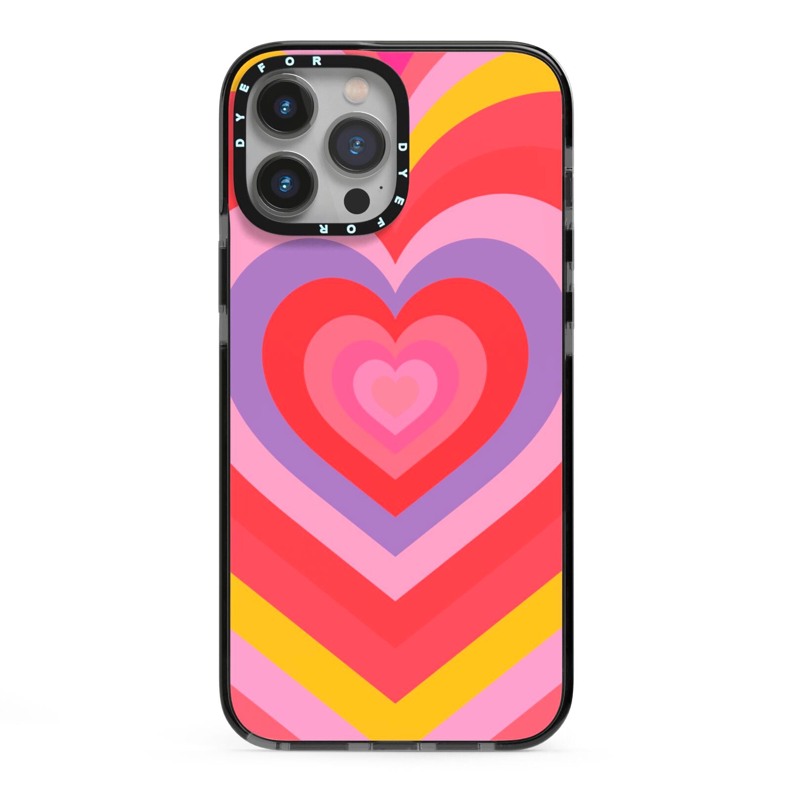 Seventies Heart iPhone 13 Pro Max Black Impact Case on Silver phone