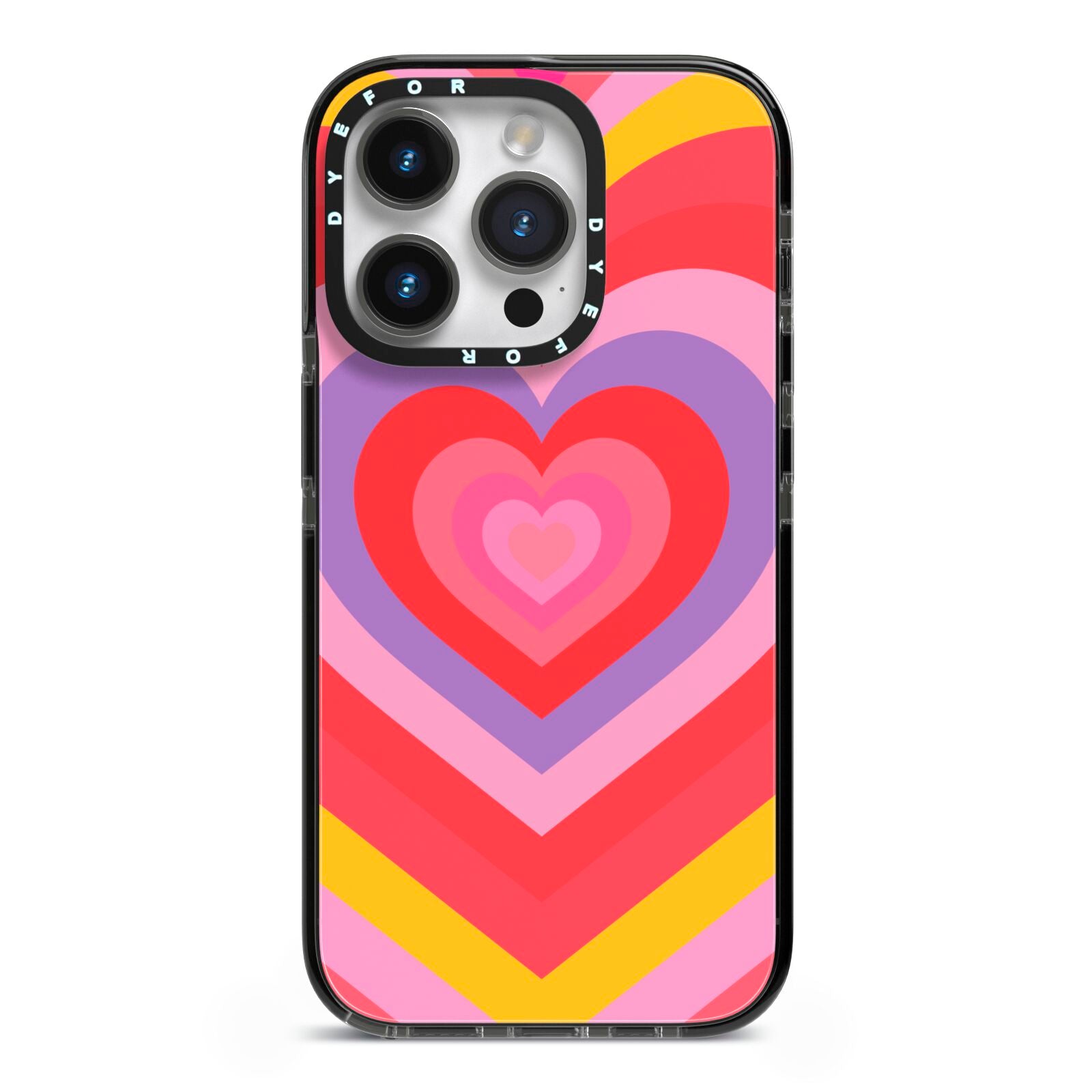 Seventies Heart iPhone 14 Pro Black Impact Case on Silver phone
