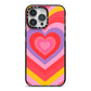 Seventies Heart iPhone 14 Pro Max Black Impact Case on Silver phone