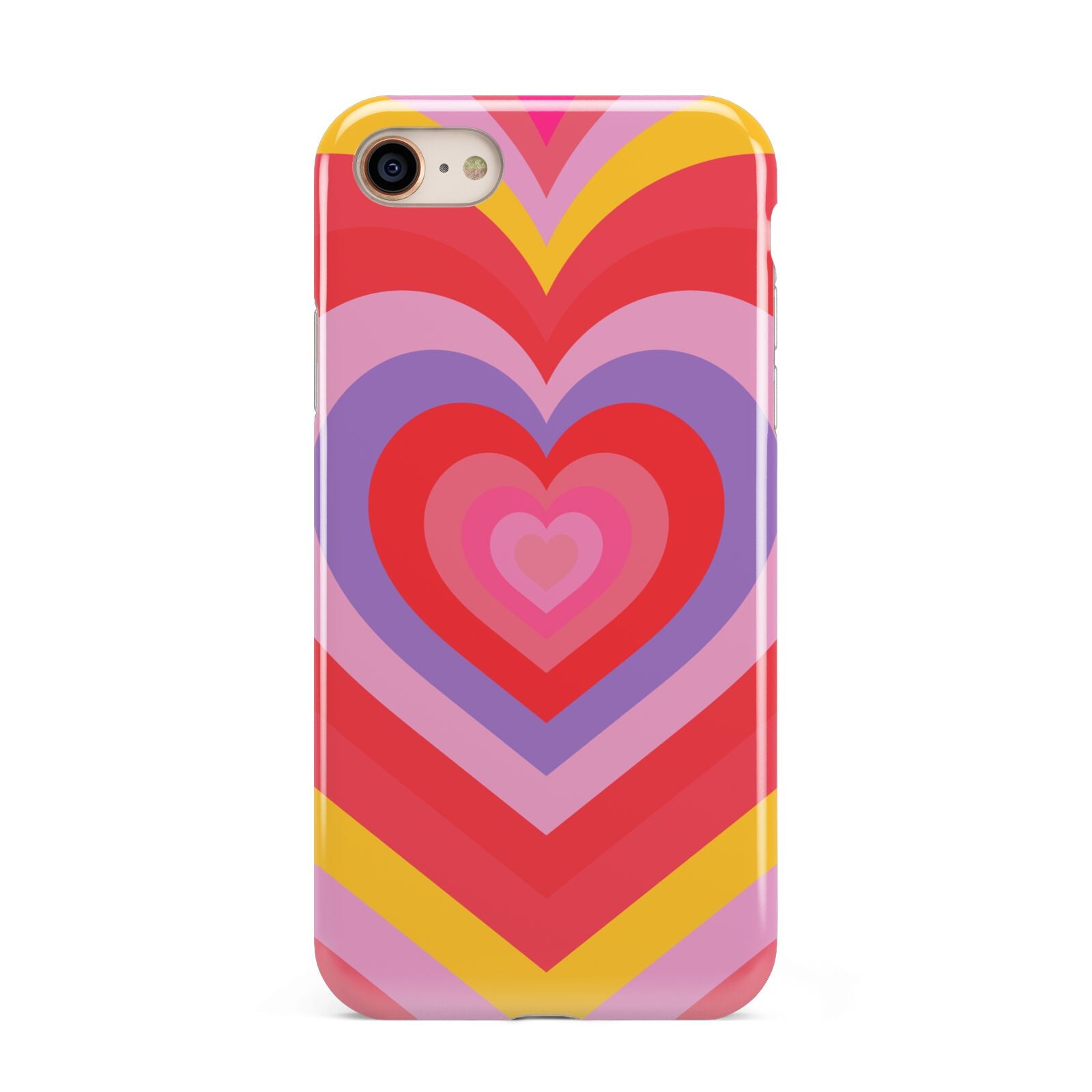 Seventies Heart iPhone 8 3D Tough Case on Gold Phone