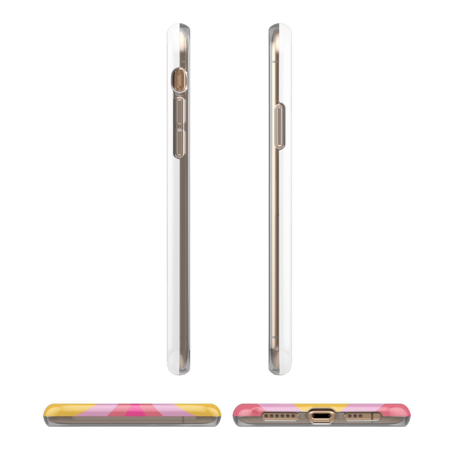 Seventies Heart iPhone XS 3D Tough Case in Gold Angled Images