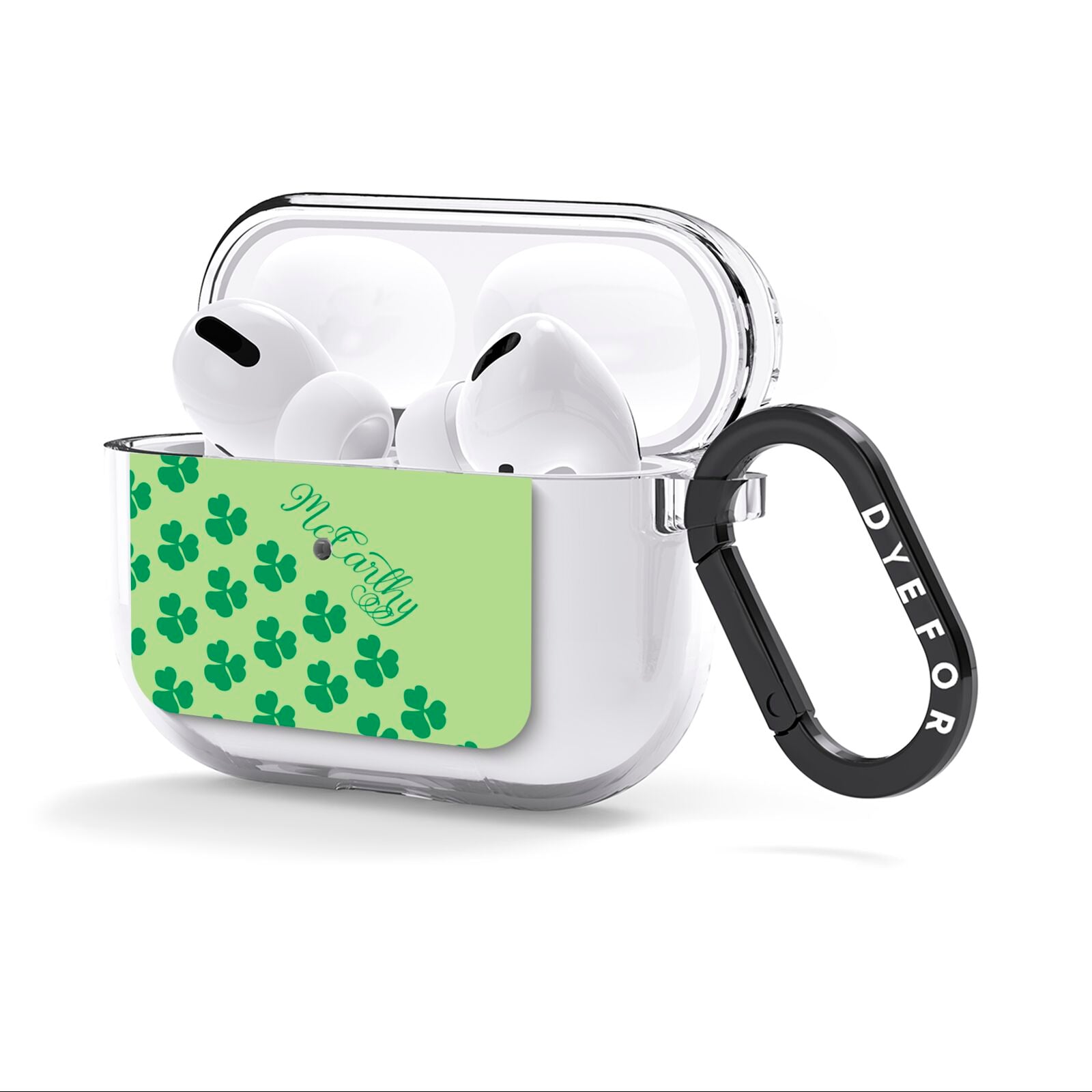 Shamrock Custom Name AirPods Clear Case 3rd Gen Side Image