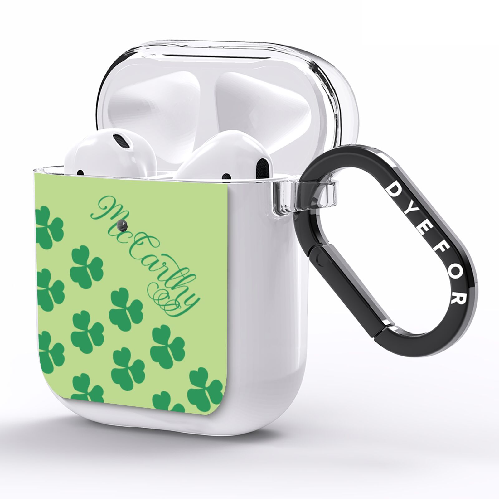Shamrock Custom Name AirPods Clear Case Side Image