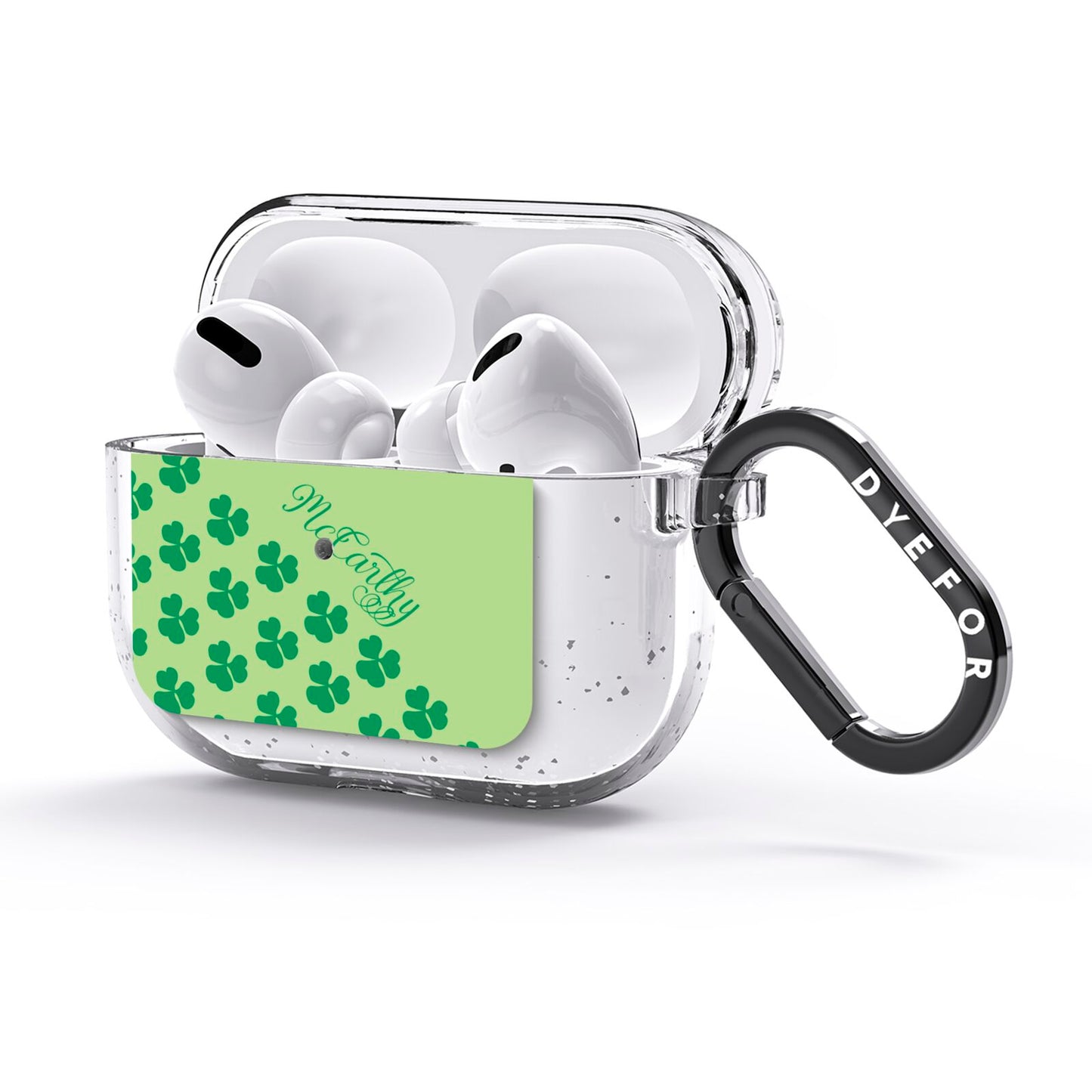 Shamrock Custom Name AirPods Glitter Case 3rd Gen Side Image