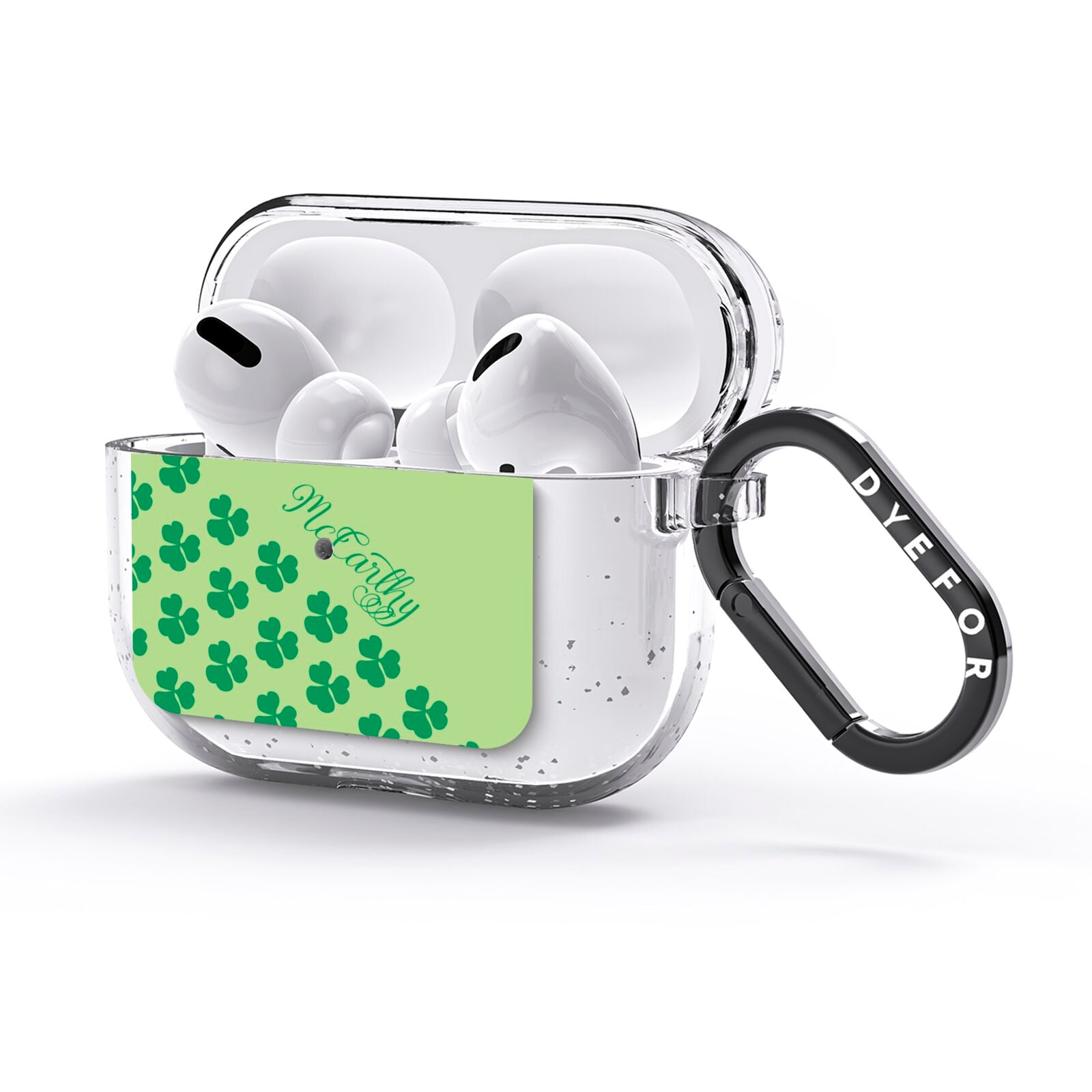 Shamrock Custom Name AirPods Glitter Case 3rd Gen Side Image