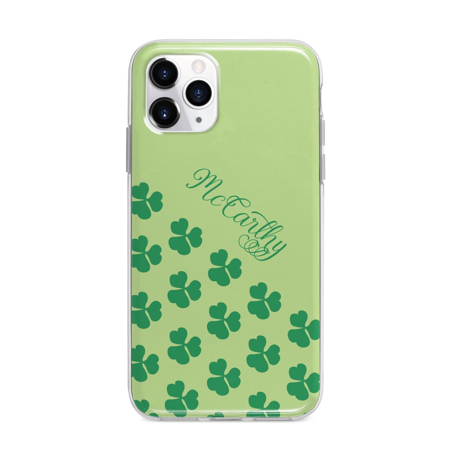 Shamrock Custom Name Apple iPhone 11 Pro Max in Silver with Bumper Case