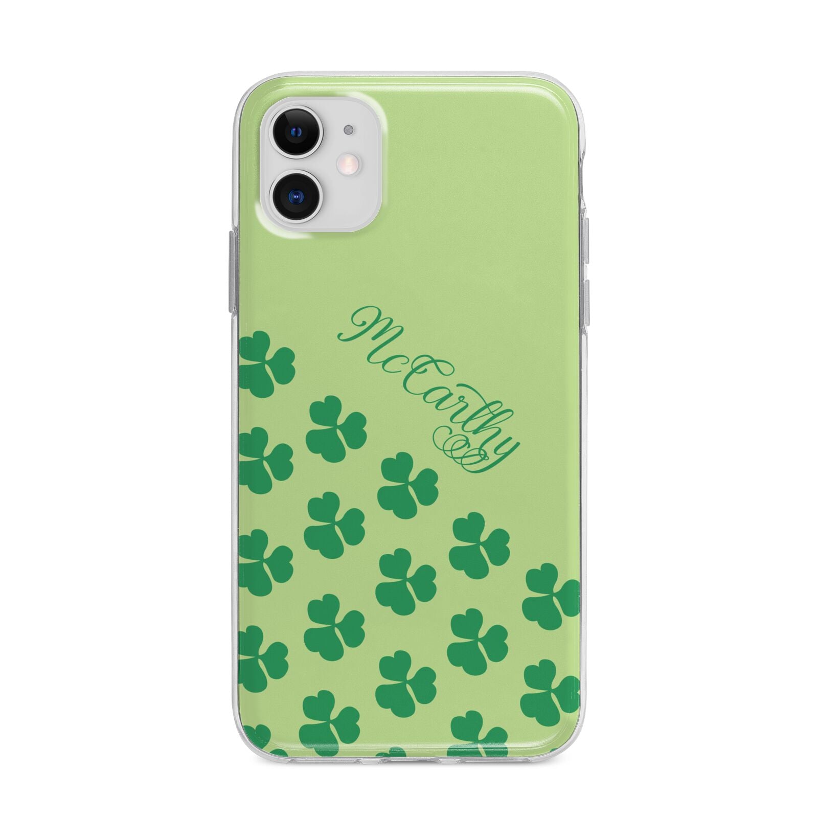 Shamrock Custom Name Apple iPhone 11 in White with Bumper Case