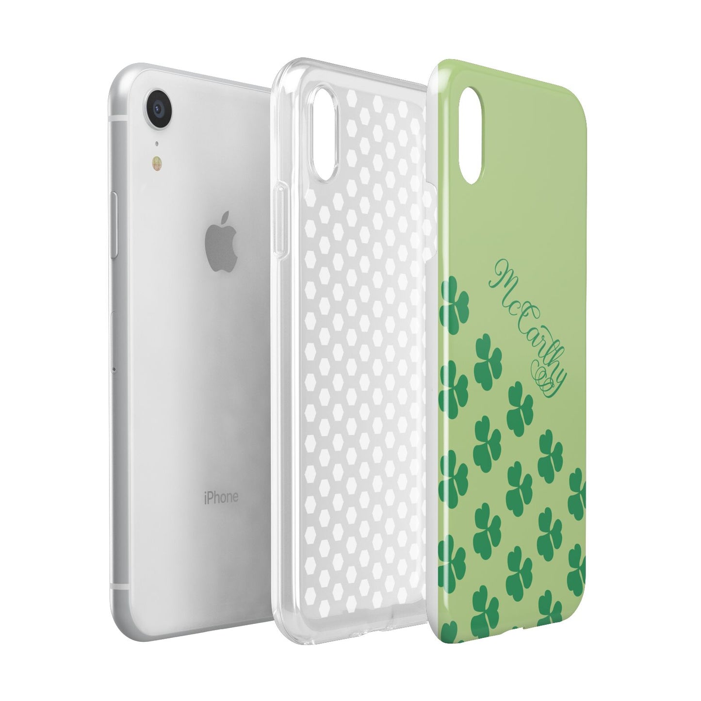 Shamrock Custom Name Apple iPhone XR White 3D Tough Case Expanded view