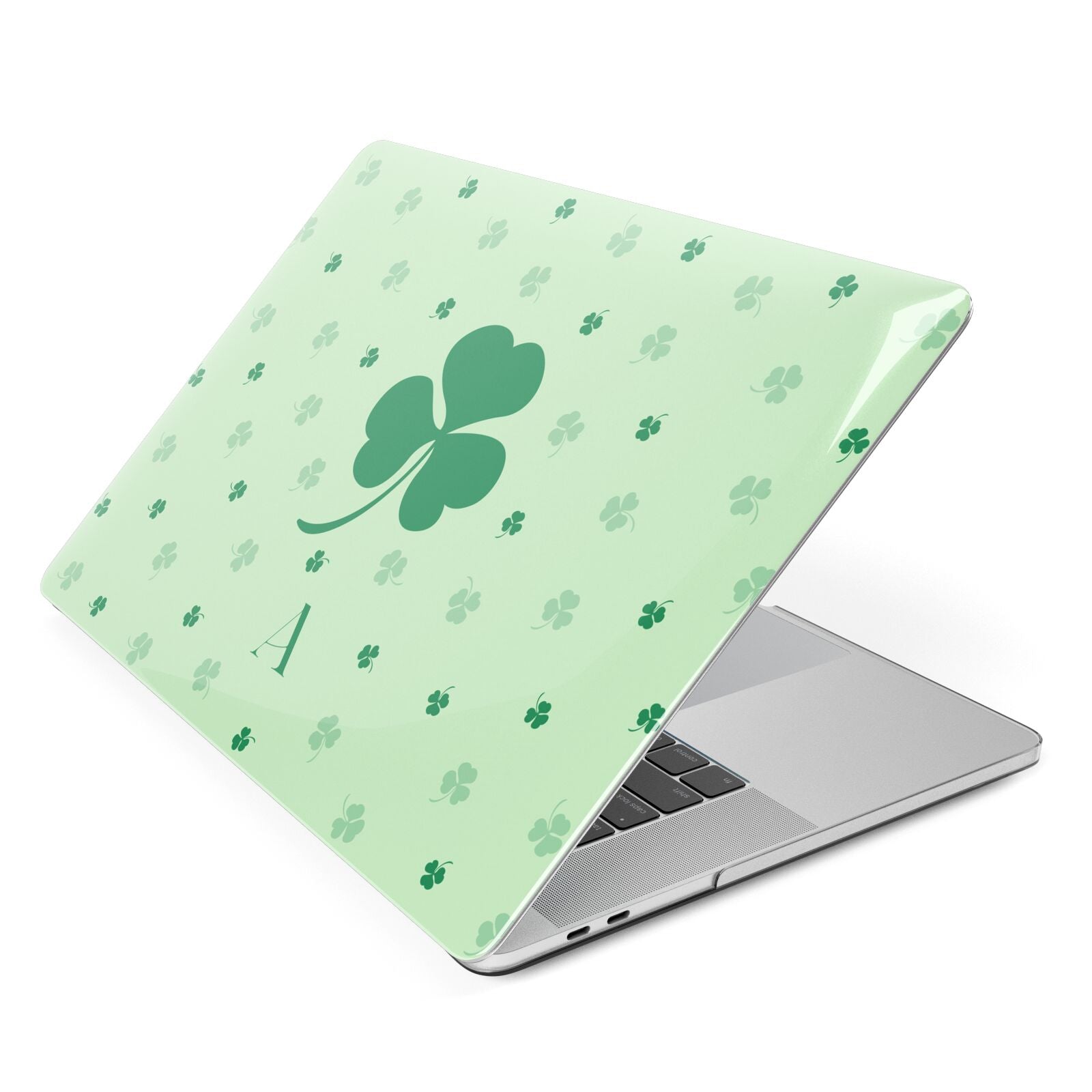Shamrock Initial Personalised Apple MacBook Case Side View