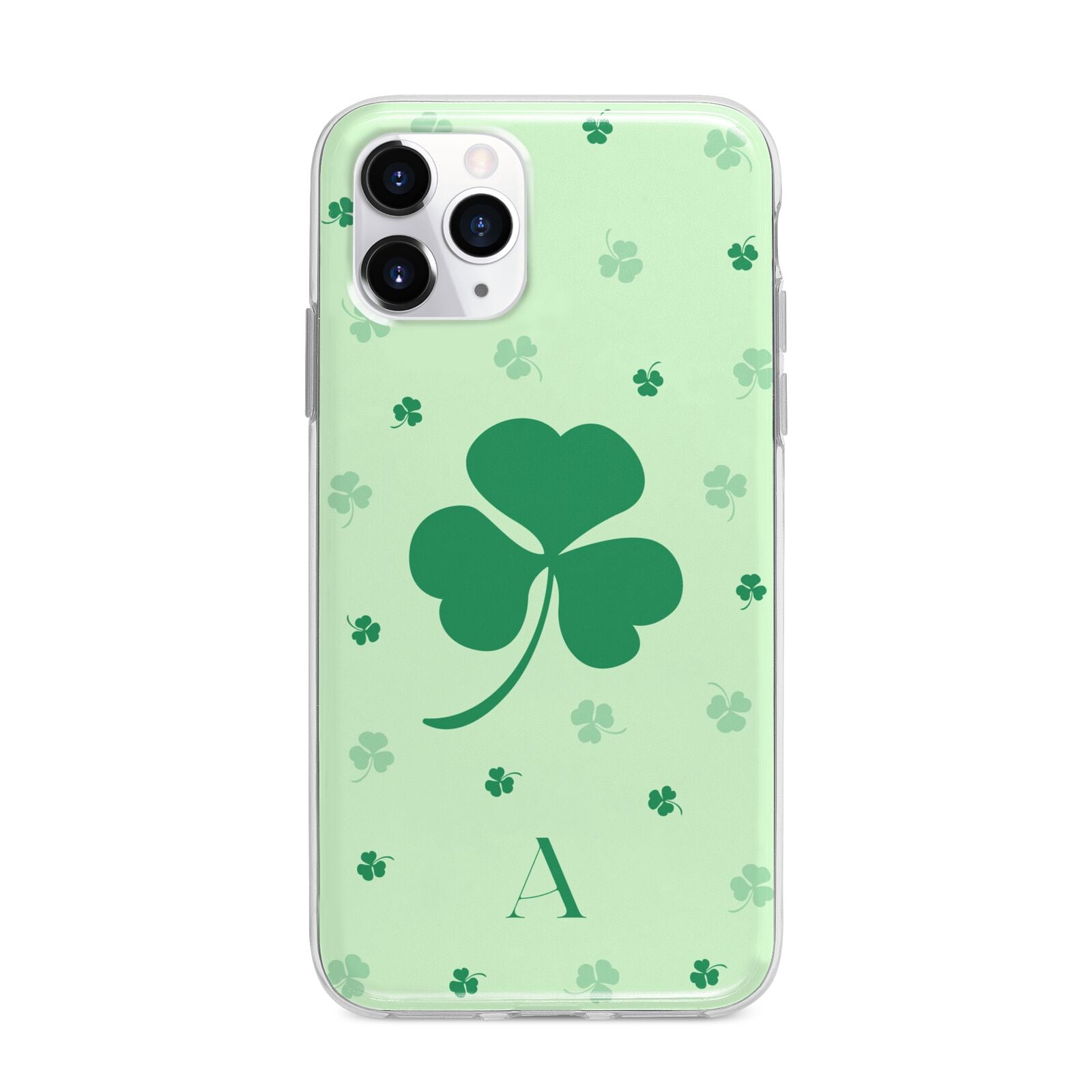 Shamrock Initial Personalised Apple iPhone 11 Pro Max in Silver with Bumper Case