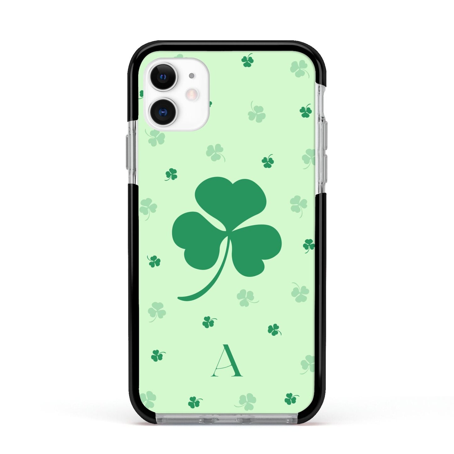 Shamrock Initial Personalised Apple iPhone 11 in White with Black Impact Case