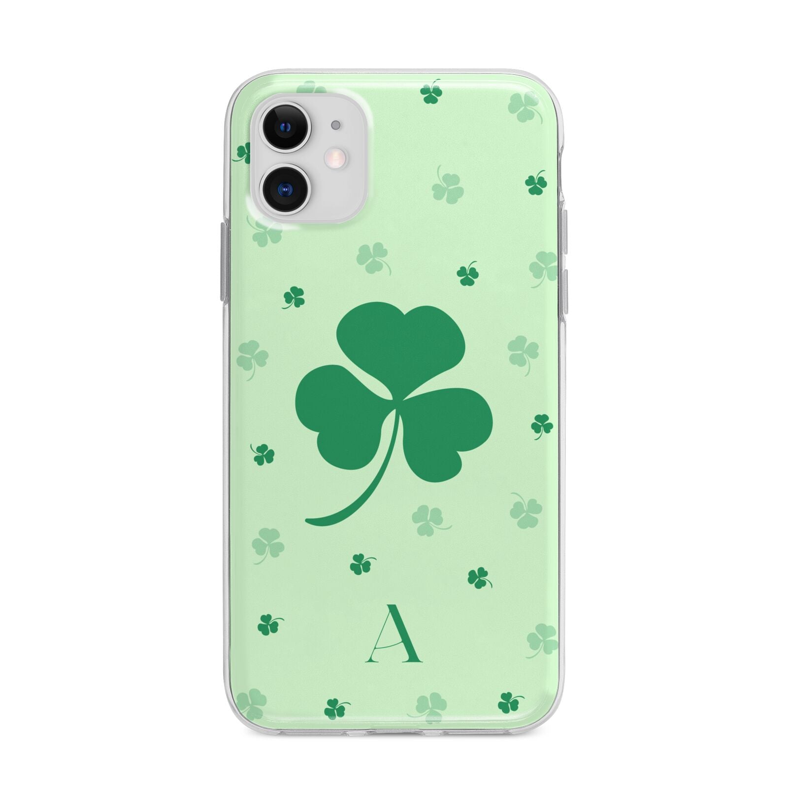 Shamrock Initial Personalised Apple iPhone 11 in White with Bumper Case