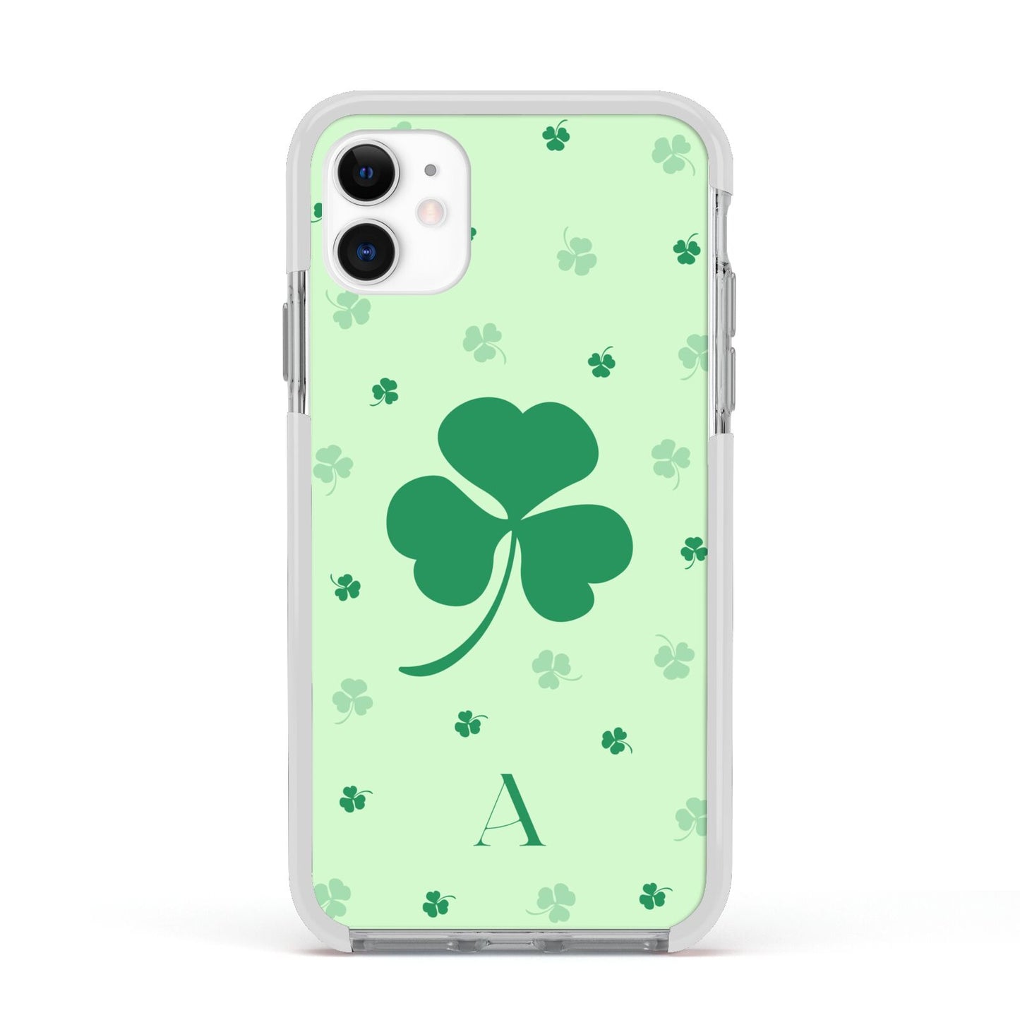 Shamrock Initial Personalised Apple iPhone 11 in White with White Impact Case