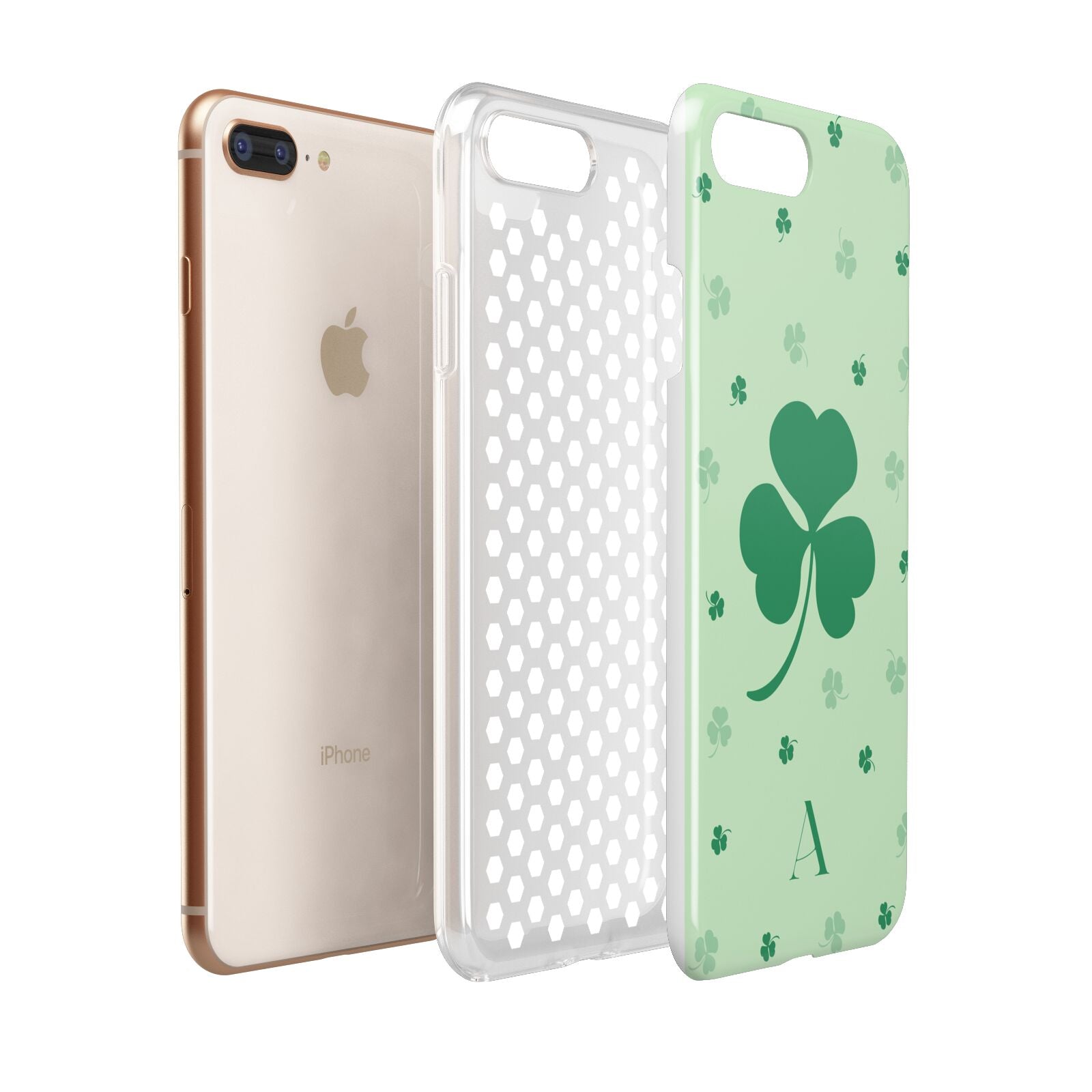 Shamrock Initial Personalised Apple iPhone 7 8 Plus 3D Tough Case Expanded View