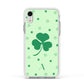 Shamrock Initial Personalised Apple iPhone XR Impact Case White Edge on Silver Phone