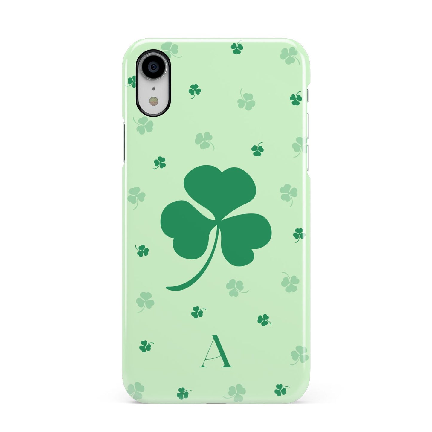 Shamrock Initial Personalised Apple iPhone XR White 3D Snap Case