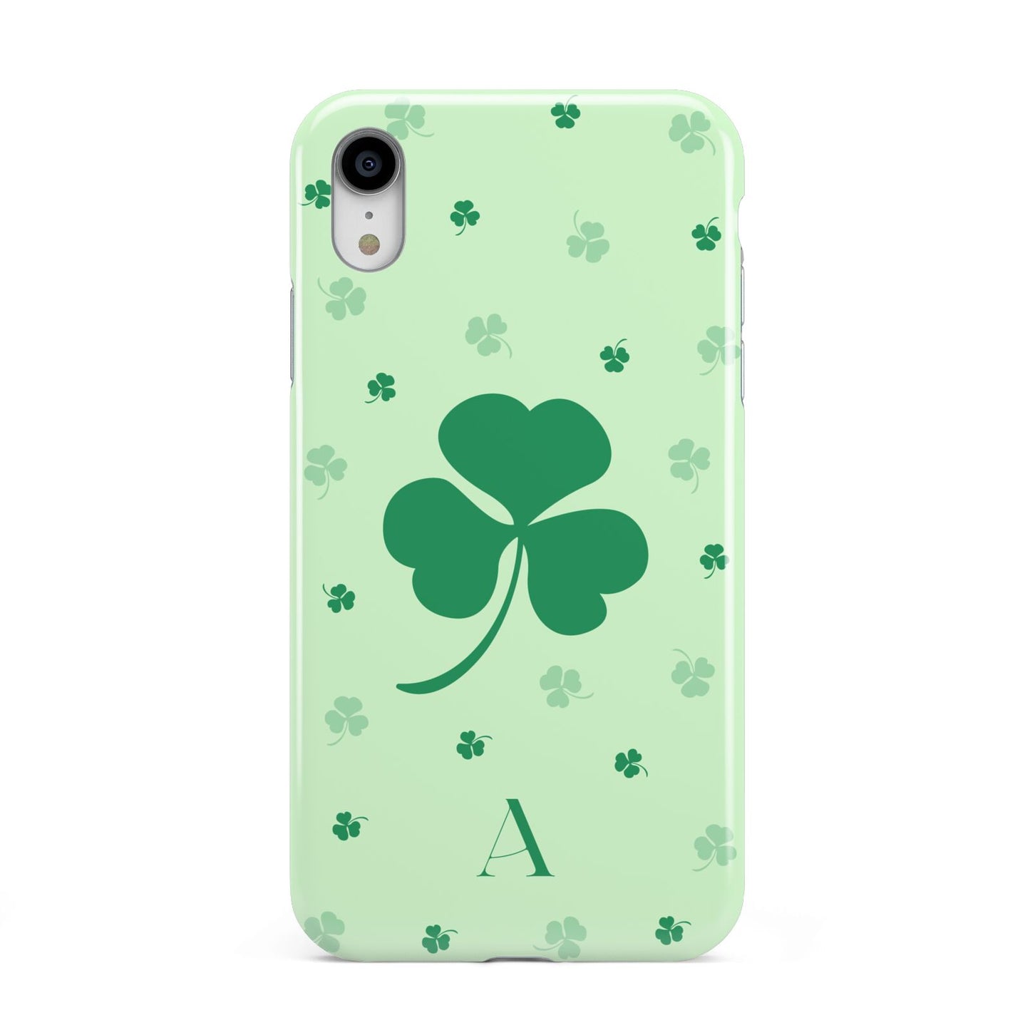 Shamrock Initial Personalised Apple iPhone XR White 3D Tough Case