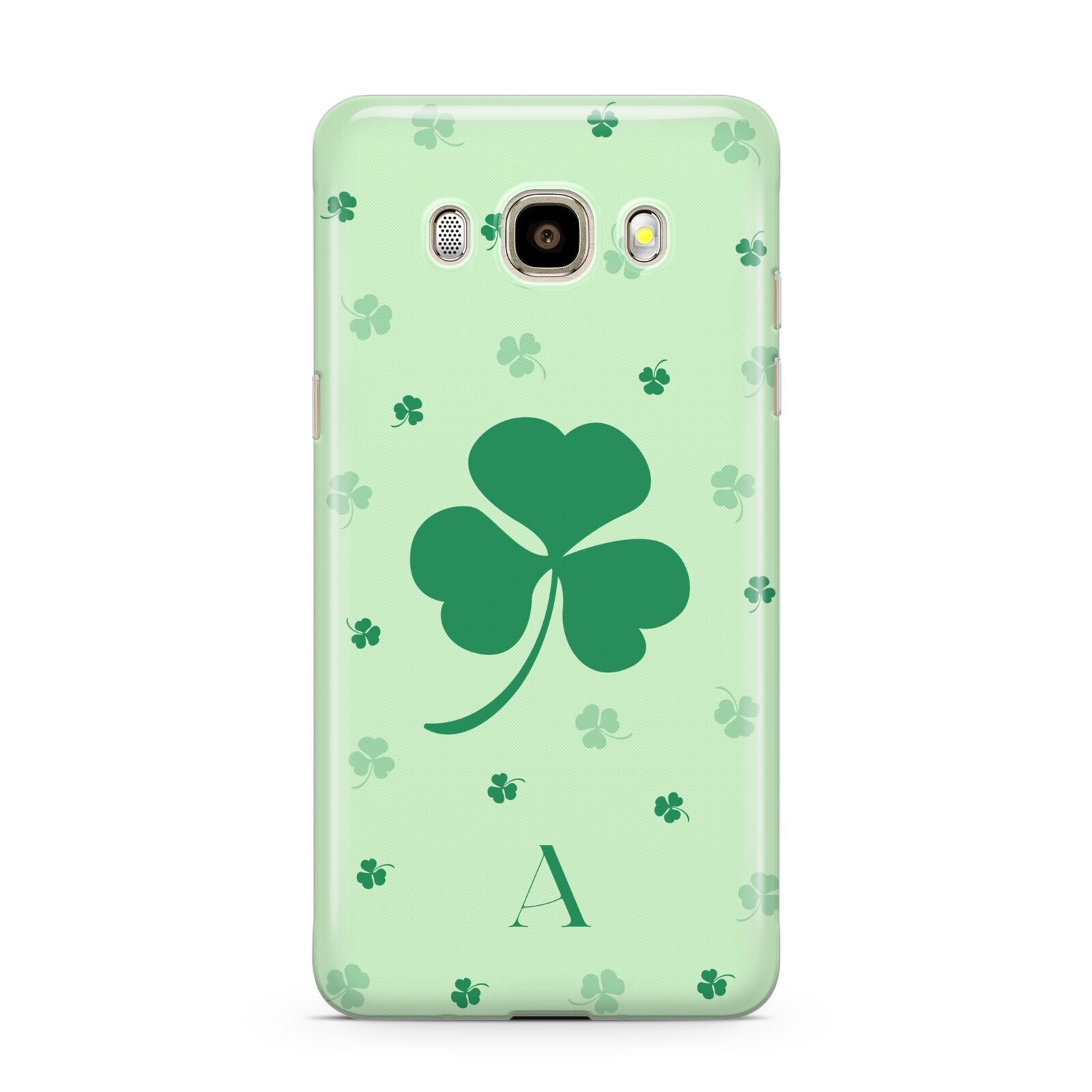 Shamrock Initial Personalised Samsung Galaxy J7 2016 Case on gold phone