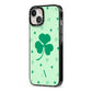 Shamrock Initial Personalised iPhone 13 Black Impact Case Side Angle on Silver phone