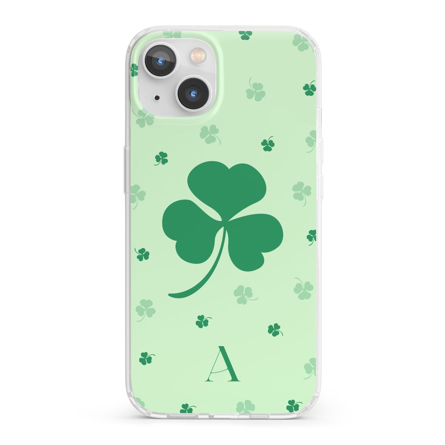 Shamrock Initial Personalised iPhone 13 Clear Bumper Case