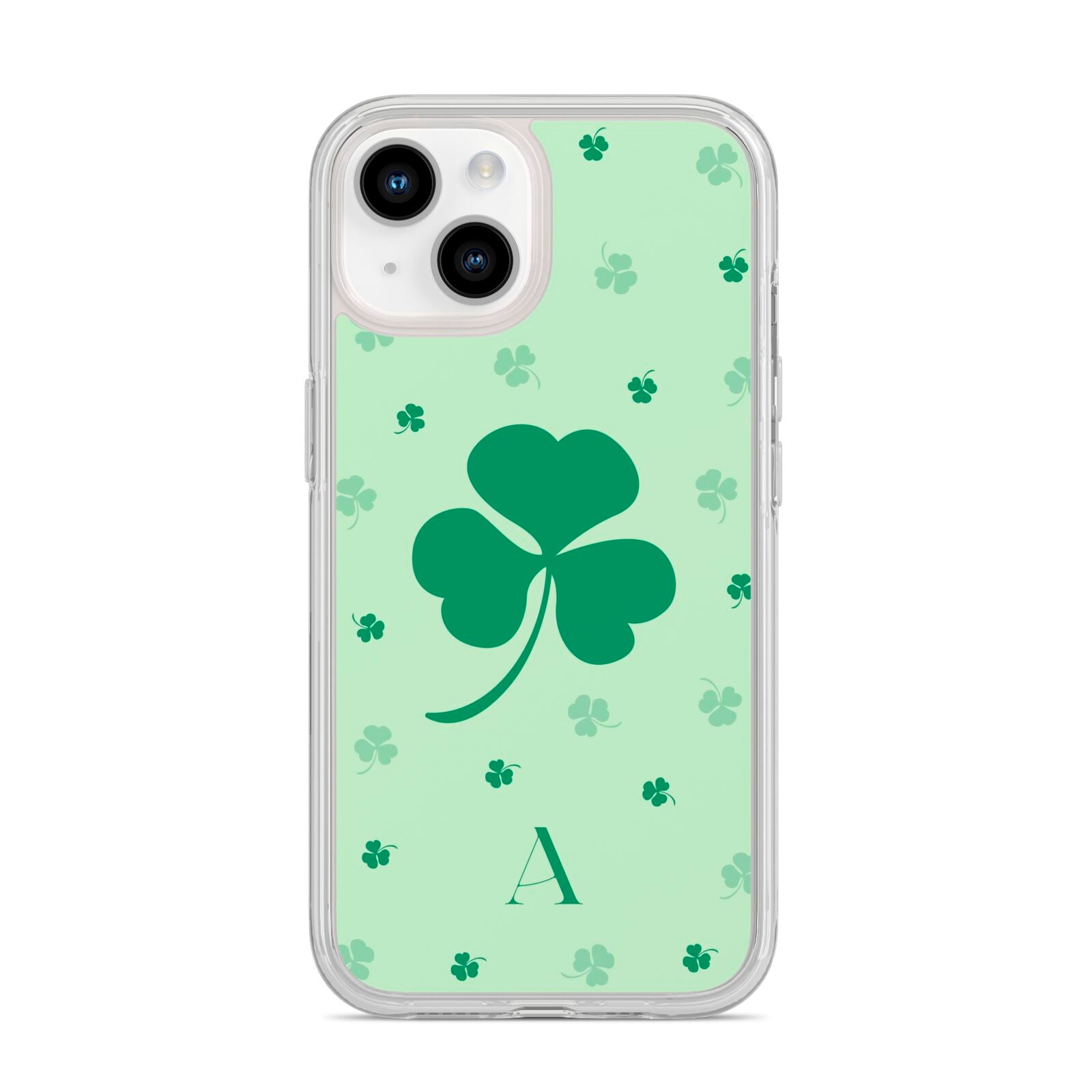Shamrock Initial Personalised iPhone 14 Clear Tough Case Starlight