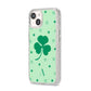 Shamrock Initial Personalised iPhone 14 Glitter Tough Case Starlight Angled Image