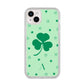 Shamrock Initial Personalised iPhone 14 Plus Clear Tough Case Starlight