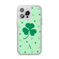 Shamrock Initial Personalised iPhone 14 Pro Max Clear Tough Case Silver