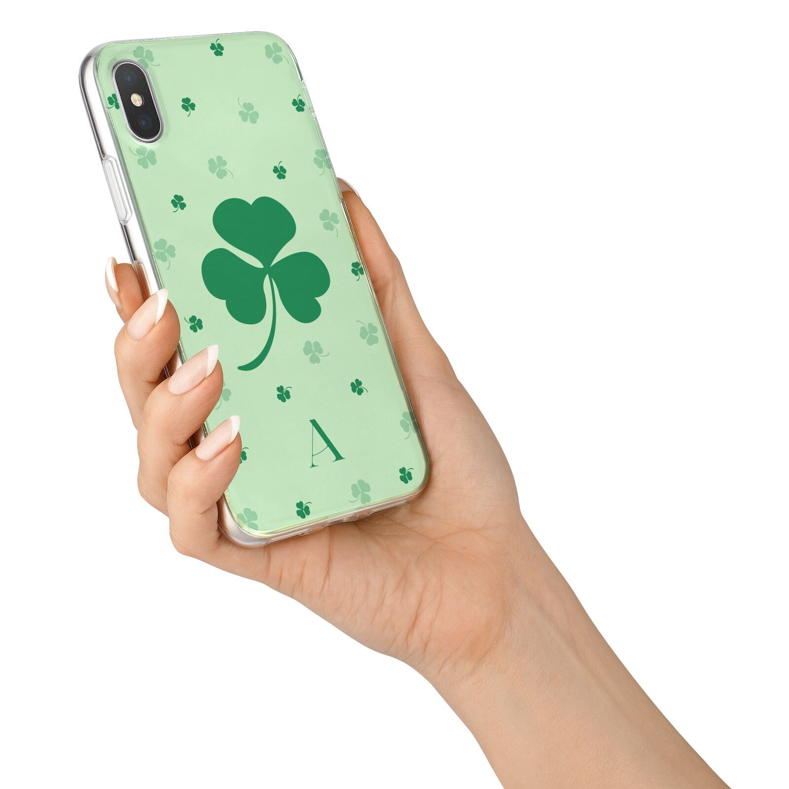 Shamrock Initial Personalised iPhone X Bumper Case on Silver iPhone Alternative Image 2